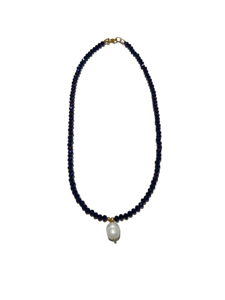 HC DESIGNS- Full Crystal Necklace with Pearl Drop (many colors available)