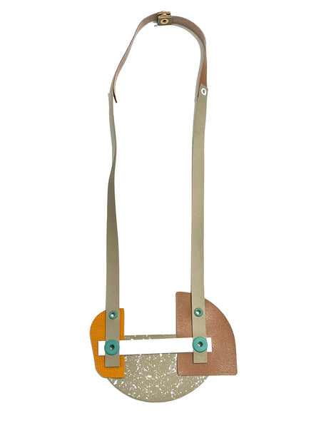 INÉDITO - (Sand/Mustard/White/Sanibel Bisque-Turquoise Eyelets) - Painted Statement Necklace