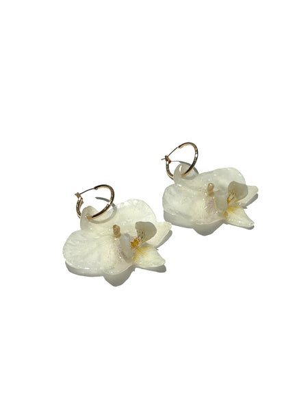 FLORE.C - Ivory Orchid Hoops - O.03