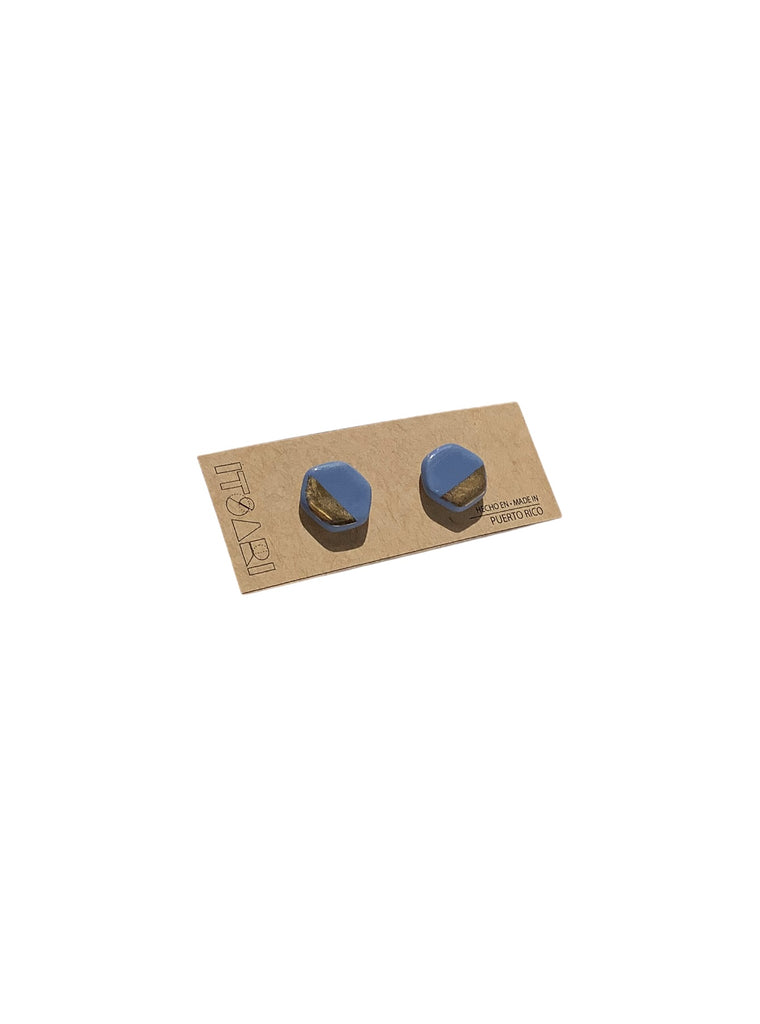 ITSARI- Studs - 22k Gold Blue Hex