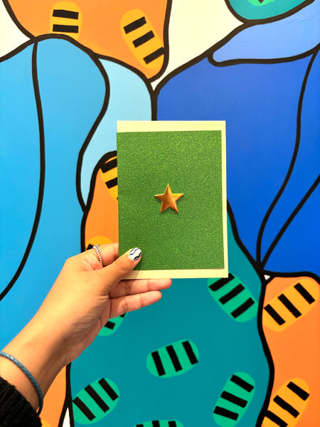 JUST B CUZ- Greeting Card - Green Sparkling Star