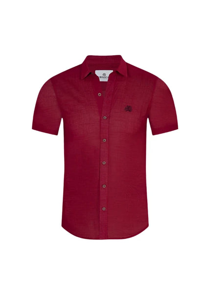 ARRECIFE - Wine Linen - Short Sleeve Shirt