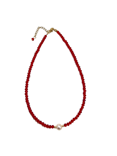 HC DESIGNS- Full Crystal Necklace with Pearl (many colors available)