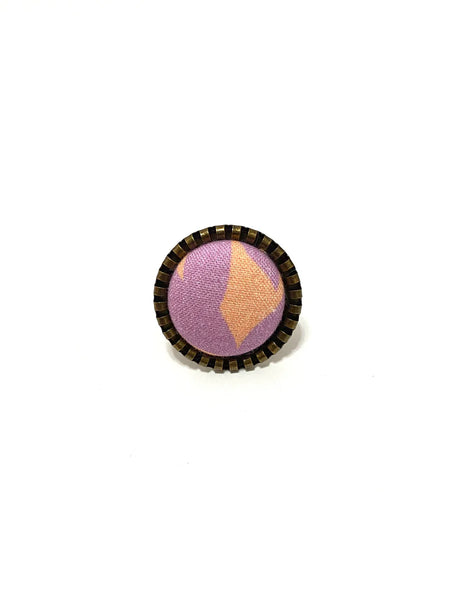 BOTÓN DE AZÚCAR- Adjustable Ring - Simple Brass Tone - Lavender and Salmon