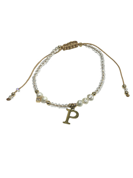 E-HC DESIGNS- Translucent Adjustable Bracelet with Initial