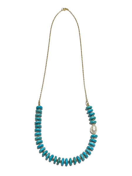 HC DESIGNS- Turquoise Rondelle Chain Necklace