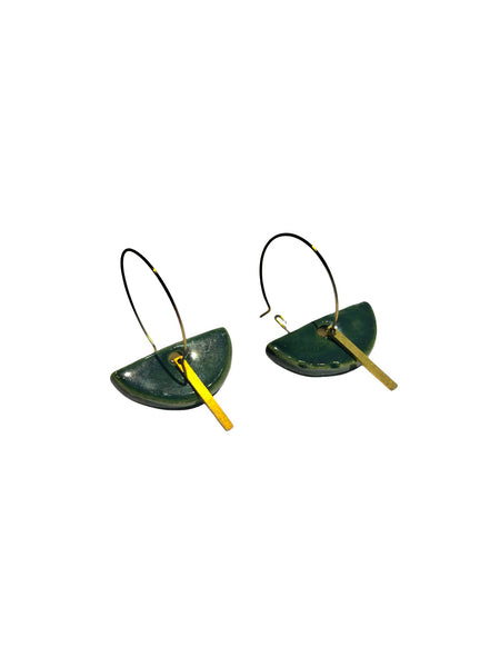 ITSARI- Long Earrings - Half Circle - Hoops Green