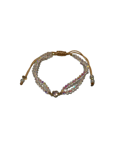 E-HC DESIGNS- Double Crystals with a Heart Bracelet (more colors available)
