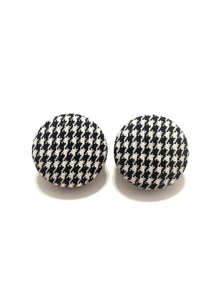 BOTÓN DE AZÚCAR- MEDIUM STUDS - B&W HOUNDSTOOTH