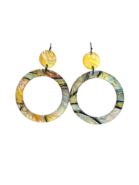 CAMBALACHE BY VIRGINIA NIN- Big Earrings - Reversible - Multi Rounded Yellow / Pink