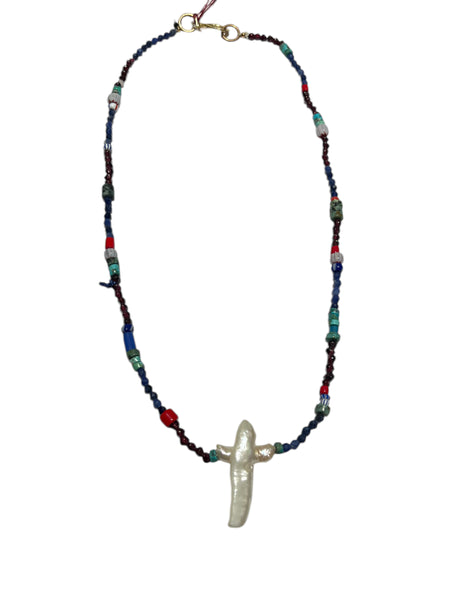 MONIQUE MICHELE- Multi Bead and Pearl Cross Necklace