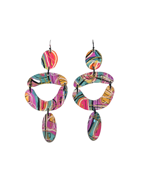 CAMBALACHE BY VIRGINIA NIN- Big Earrings - Reversible - Colorful / Black and White