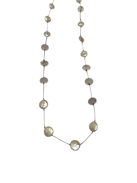 MONIQUE MICHELE- Pearl and Amethyst Necklace (Anudado)