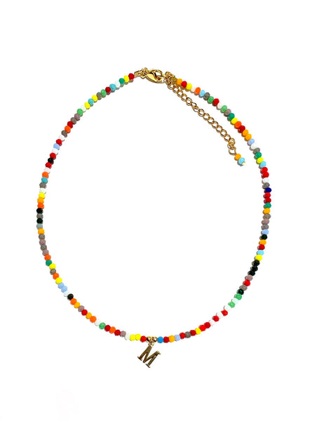 HC DESIGNS- Colorful Small Crystal Necklace with Initial