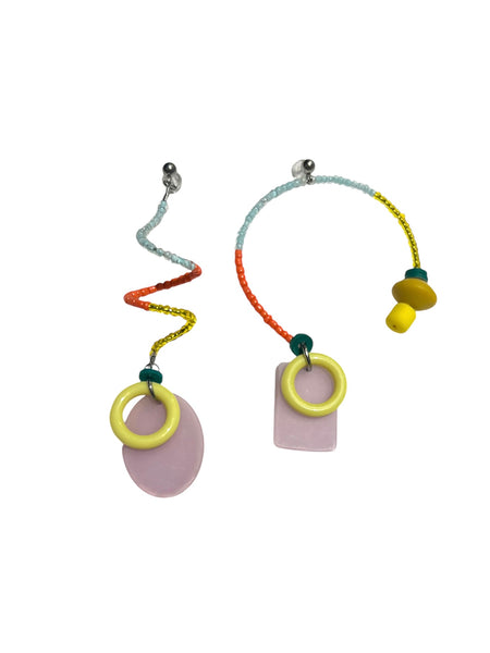 CONTRASTE- Asymmetrical Beaded Earrings - 1