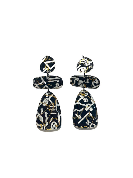 CAMBALACHE BY VIRGINIA NIN- Big Earrings - Reversible - Black and White 01