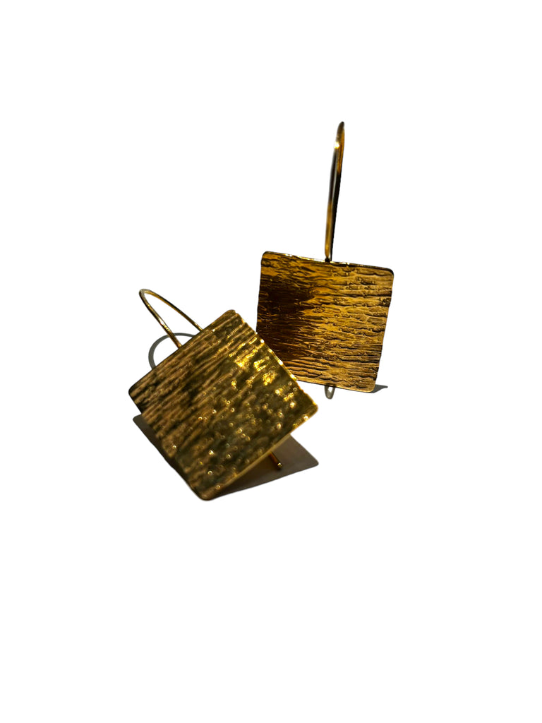 MONIQUE MICHELE- Square Hammered Brass Earrings