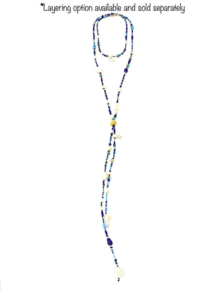 HC DESIGNS- Extra Long Lariat Necklace- Blue