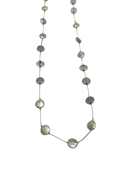 MONIQUE MICHELE- Pearl and Amethyst Necklace (Anudado)