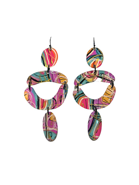 CAMBALACHE BY VIRGINIA NIN- Big Earrings - Reversible - Colorful / Black and White