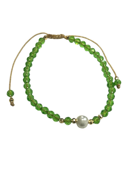 E-HC DESIGNS- Pearl with Crystals Adjustable Bracelets (More colors available)