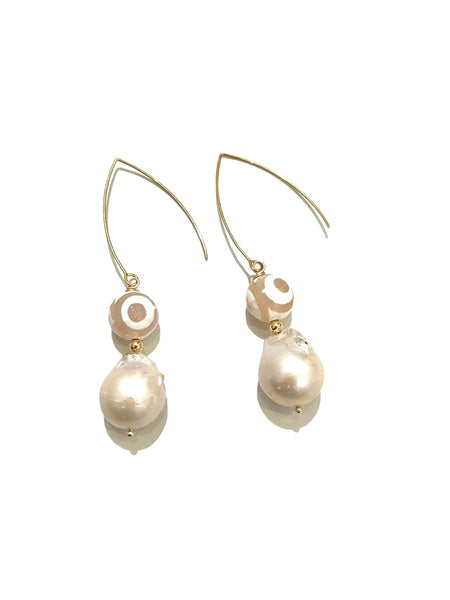 HC DESIGNS - Agate and Baroque Pearl Earrings (more colors available)