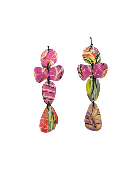 CAMBALACHE BY VIRGINIA NIN- Big Earrings - Reversible - Multicolored Shapes - Black - White 01