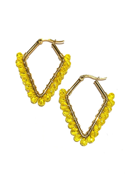 HC DESIGNS - Small Beaded Diamonds Hoops - Golden (More colors available)