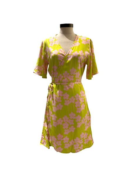 OMA DESIGNS - Green Garden Wrap Short Dress