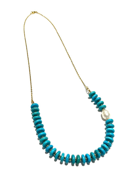 HC DESIGNS- Turquoise Rondelle Chain Necklace