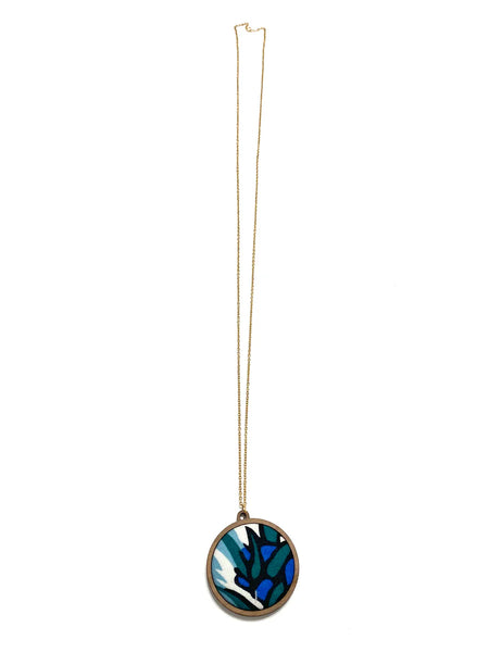 BOTÓN DE AZÚCAR- PENDANT NECKLACE- SINGLE - BLUES AND GREENS