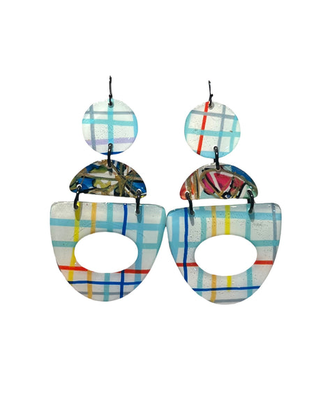 CAMBALACHE BY VIRGINIA NIN- Big Earrings - Reversible - Multi Colored / Lines