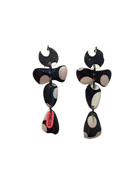 CAMBALACHE BY VIRGINIA NIN- Big Earrings - Reversible - Multicolored Shapes - Black - White 01