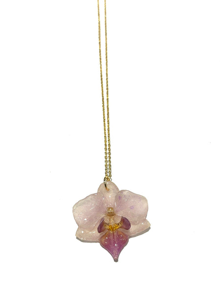 FLORE.C - Purple and White Orchid Necklace