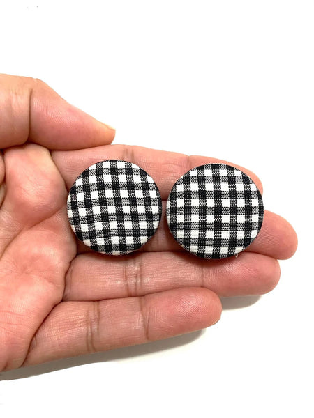 BOTÓN DE AZÚCAR- Medium Studs - B&W Gingham