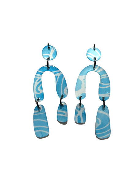 CAMBALACHE BY VIRGINIA NIN- Big Earrings - Reversible - Multi / Light Blue .2