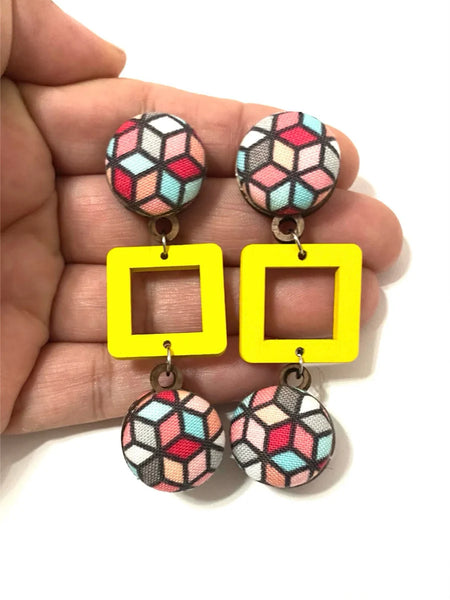 BOTÓN DE AZÚCAR- VENTANA EARRINGS- LARGE- CUBIST