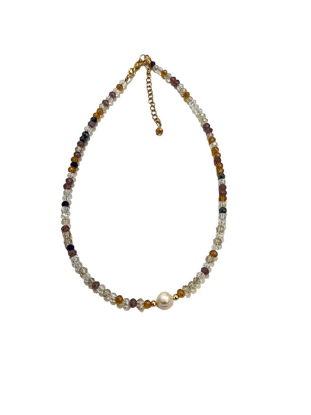 HC DESIGNS- Full Crystal Necklace with Pearl (many colors available)