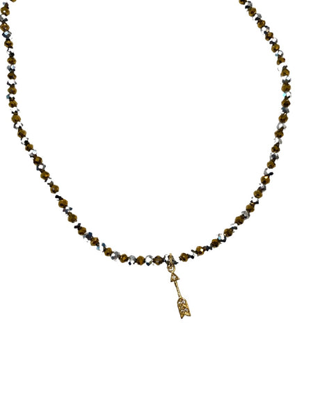 E-HC DESIGNS- Golden Mini Crystal Pendant Choker