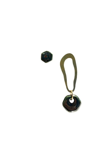 ITSARI- Asymmetrical Earrings - Hex Dark Green