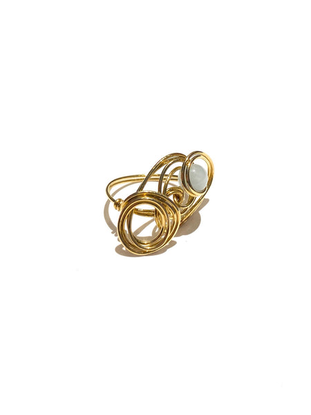 NIS Designs- Abstract Aquamarine Wired Ring