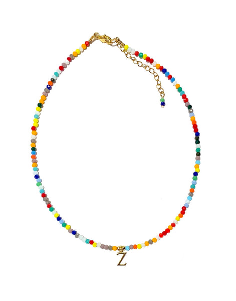 HC DESIGNS- Colorful Small Crystal Necklace with Initial