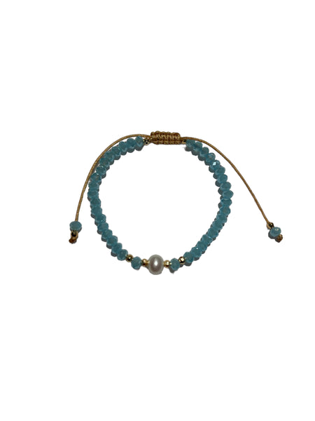 E-HC DESIGNS- Pearl with Crystals Adjustable Bracelets (More colors available)