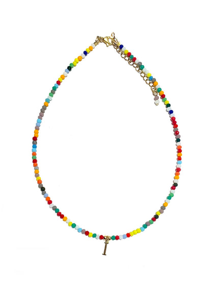 HC DESIGNS- Colorful Small Crystal Necklace with Initial