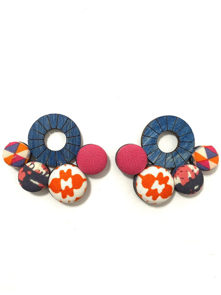 BOTÓN DE AZÚCAR- Nube Earrings - Blue - Pink Orange