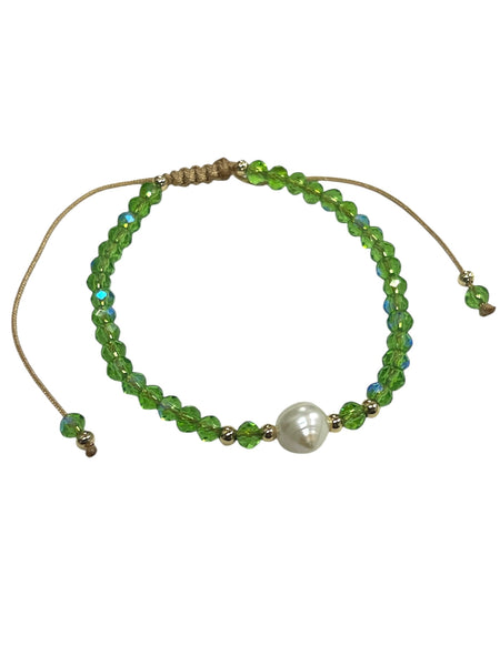 E-HC DESIGNS- Pearl with Crystals Adjustable Bracelets (More colors available)