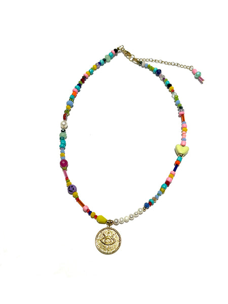 HC DESIGNS - Seedbeads and Pearls Medallion Necklace