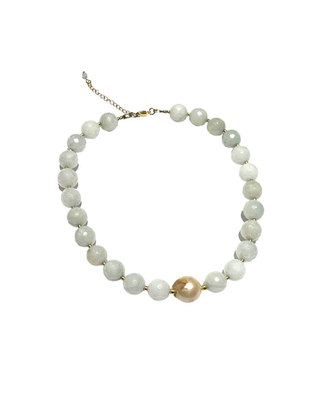 HC DESIGNS- White Agate and Pearl Short Necklace