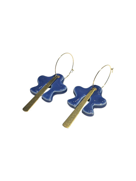 ITSARI- Long Earrings - Funky Wavy - Hoops Blue