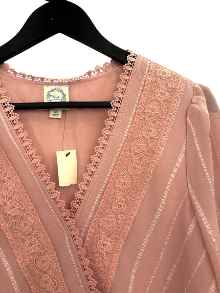 THRIFT- Blush Lace Top - Medium